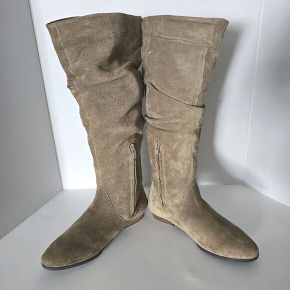 Array Womens Norwalk Taupe Suede Slouchy Mid-Calf Boots Size 6.5W - Picture 3 of 8